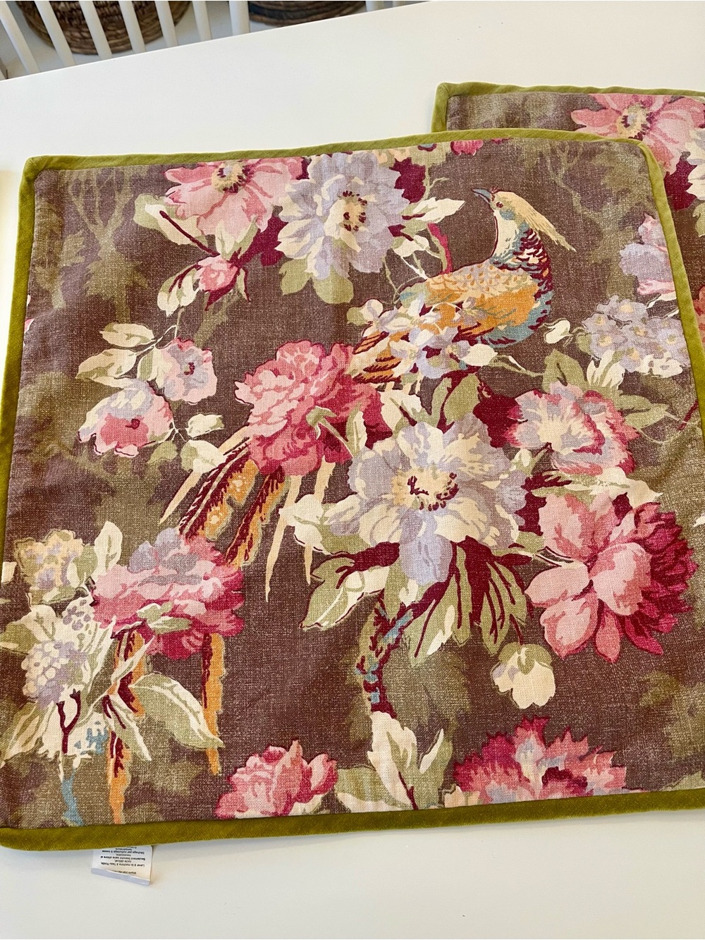 Pottery Barn Olivia Pheasant & silk diamond square pillow covers - SET of 3 - Picture 3 of 8